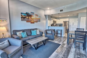 Condo, 1 King Bed with Sofa bed (Madeira Bay Resort I 1502) | Living area | TV - Madeira Bay Resort I 1502 (Madeira Beach)