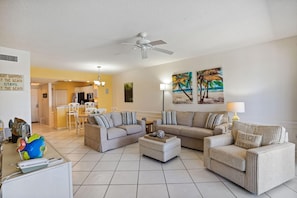 Condo, Multiple Beds (Tides 6-563) | Living area | TV - Tides 6-563 (North Redington Beach)