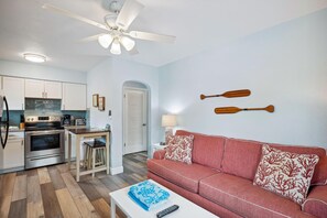 Apartment, 1 King Bed with Sofa bed (Upham Beach Inn - #8 1BR Suite) | Living area | TV - Upham Beach Inn - #8 1BR Suite (St. Pete Beach)