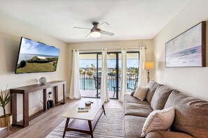 Condo, Multiple Beds (Land's End 4-404 Bay Front - Premier) | Living area | TV - Land's End 4-404 Bay Front - Premier (Treasure Island)