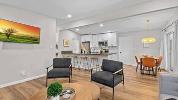 TV, fireplace, offices