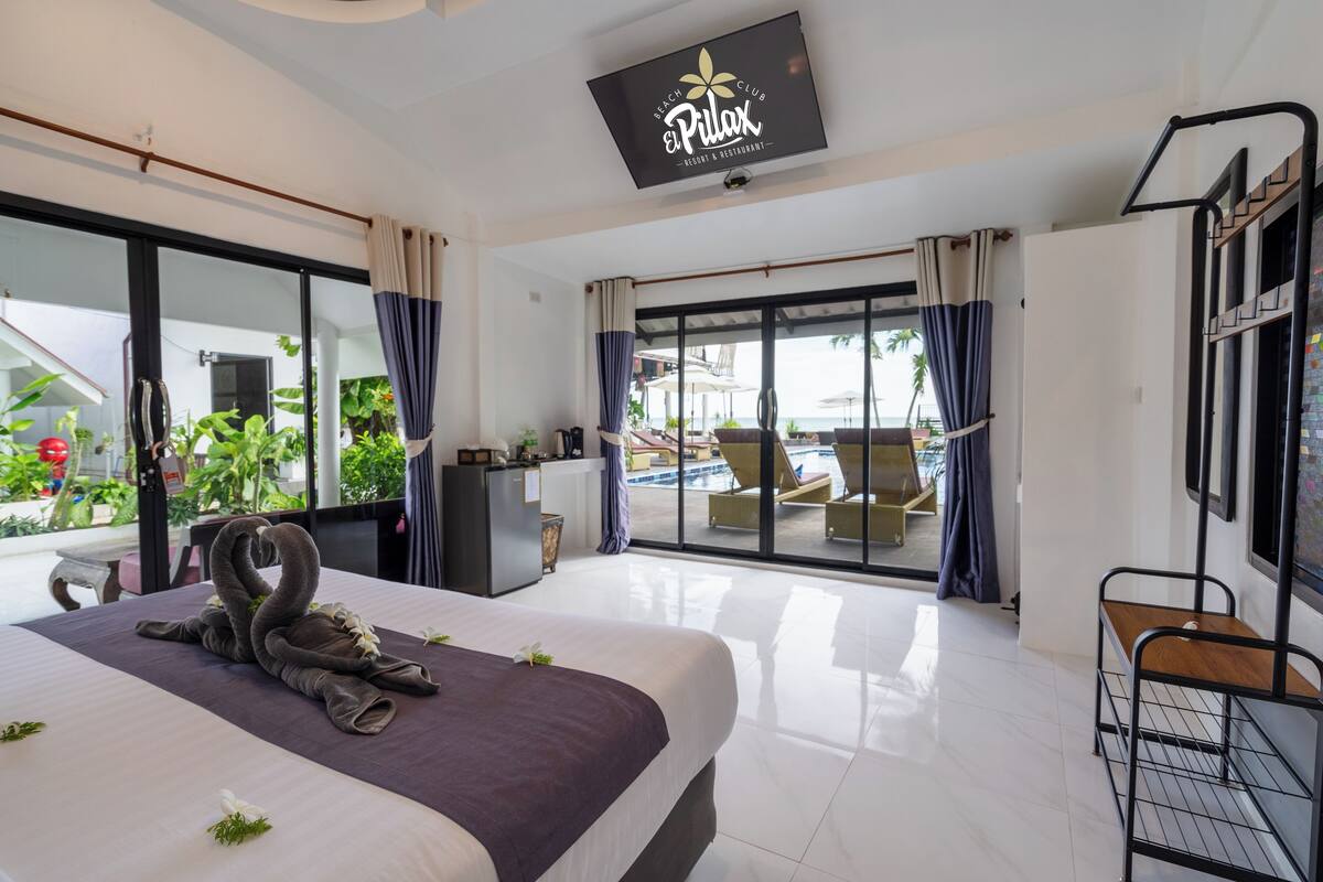 Bungalow Deluxe, 1 cama de matrimonio grande, terraza, mirando al mar | Ropa de cama de alta calidad, wifi gratis, decoración individual