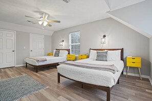 4 bedrooms, iron/ironing board, travel cot, WiFi