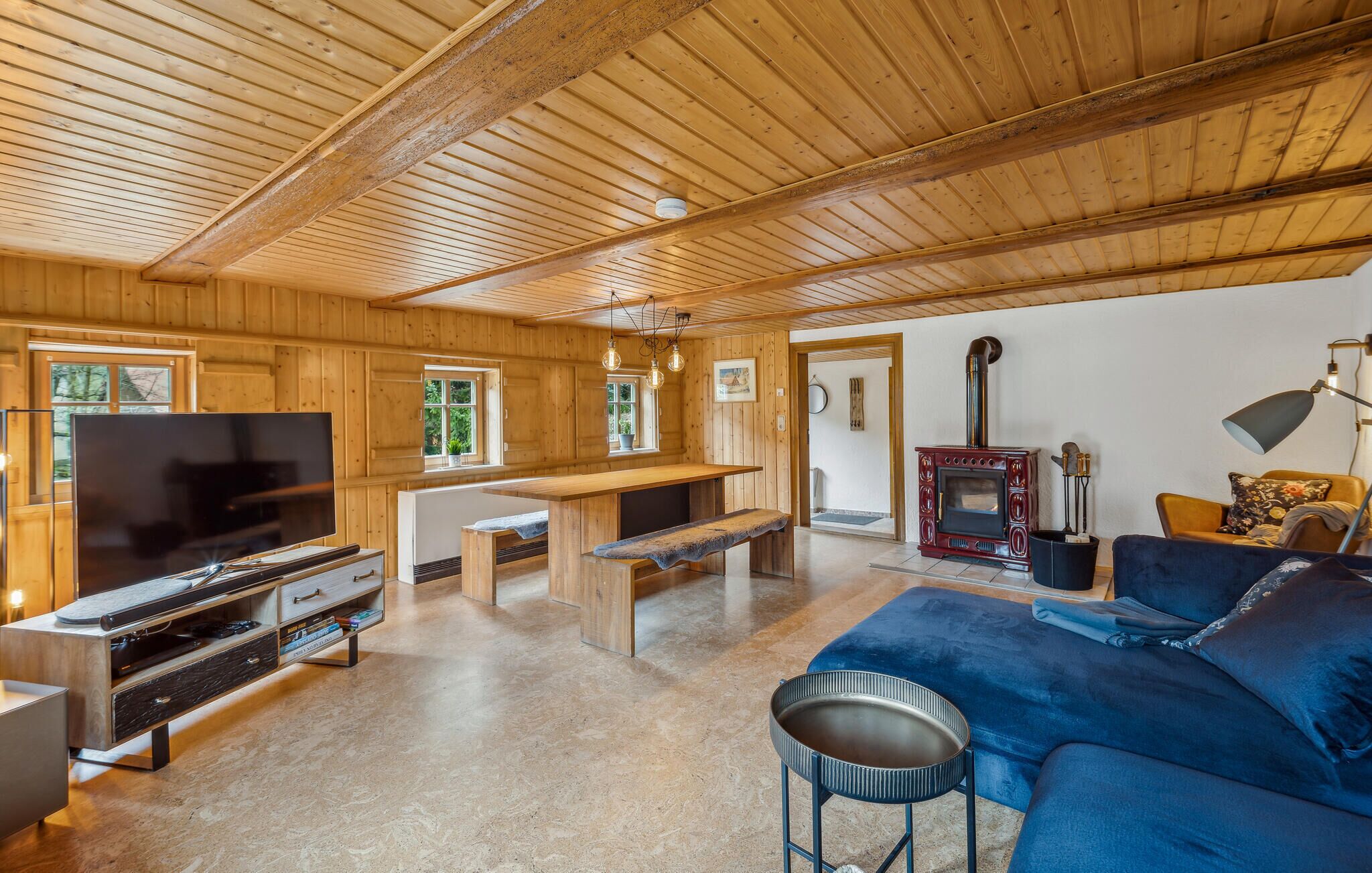 Fernseher, Kamin, DVD-Player