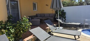Terrace/patio - "Gecko"@MARISOL: 250m to the beach, private pool, A/C, WiFi, dog beach (Riumar)