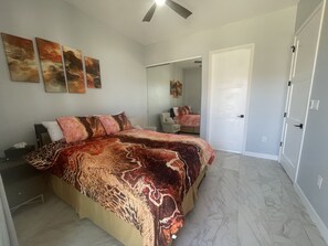 2 bedrooms, iron/ironing board, WiFi, bed sheets
