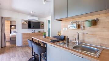 Fridge, microwave, dishwasher, coffee/tea maker