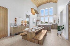 Dining - 4BR Fall Beach Retreat! Private Heated Pool! Steps to beach! Dogs Welcome! (Gulf Shores)