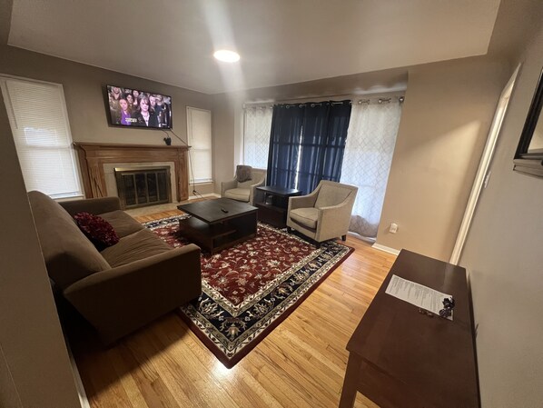 Smart TV, fireplace, video games, table football