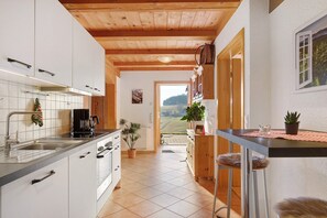 Fridge, microwave, oven, stovetop - Apartment "Schwarzwaldhut" with Mountain Views, Private Terrace and Wi-Fi (Breitnau)