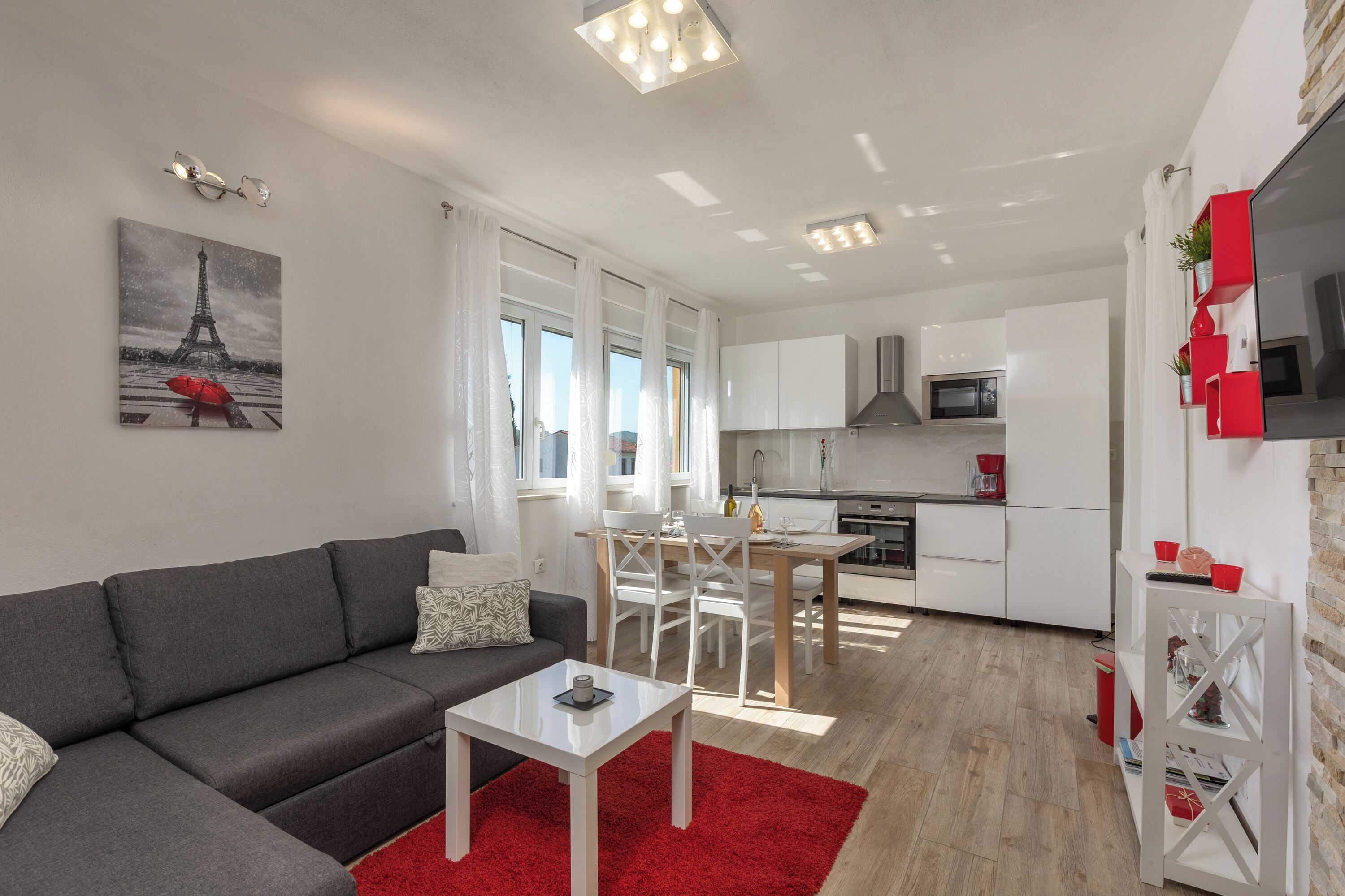 21-inch flat-screen TV with digital channels, TV