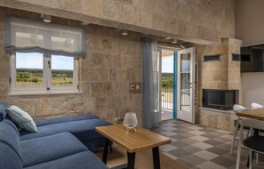 Televisión y chimenea 