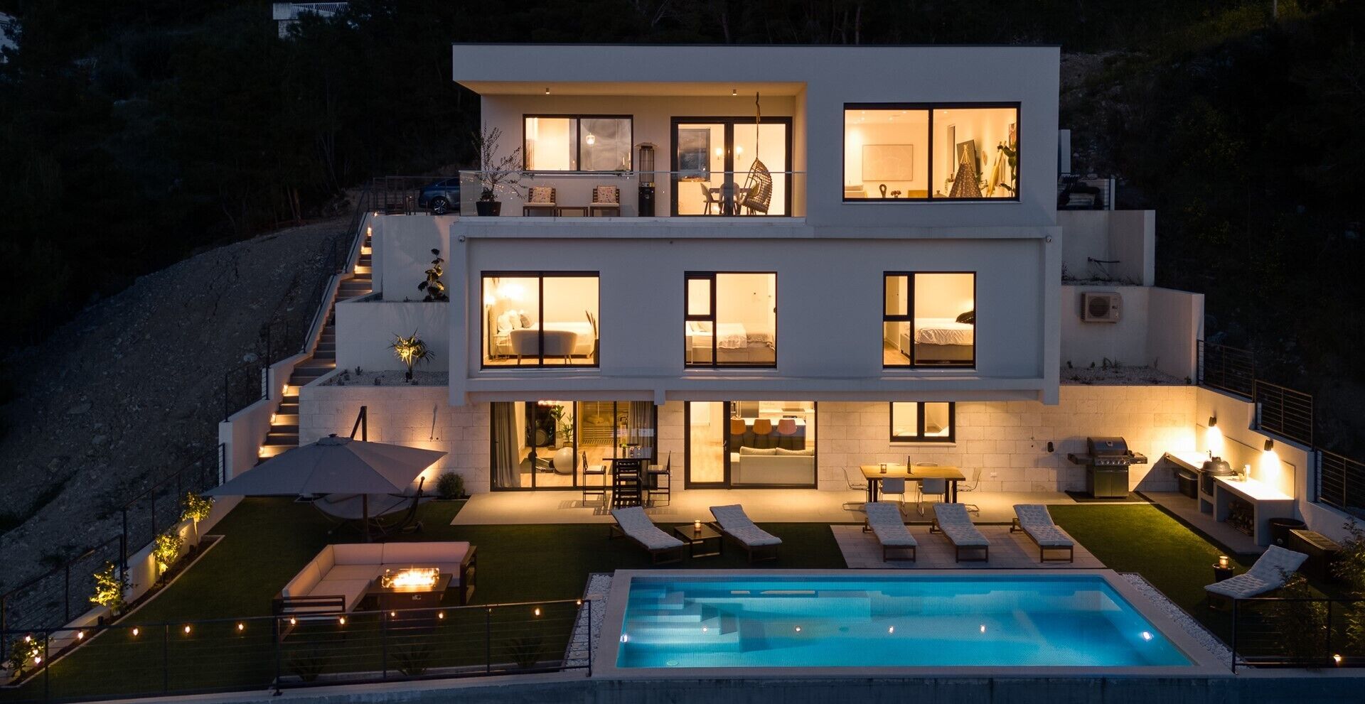 Villa Sunset Split overviewing Split and Podstrana bay