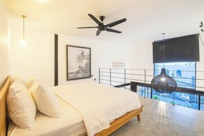 1 bedroom, desk, iron/ironing board, travel crib