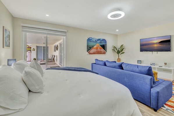 1 slaapkamer, een strijkplank/strijkijzer, wifi, beddengoed