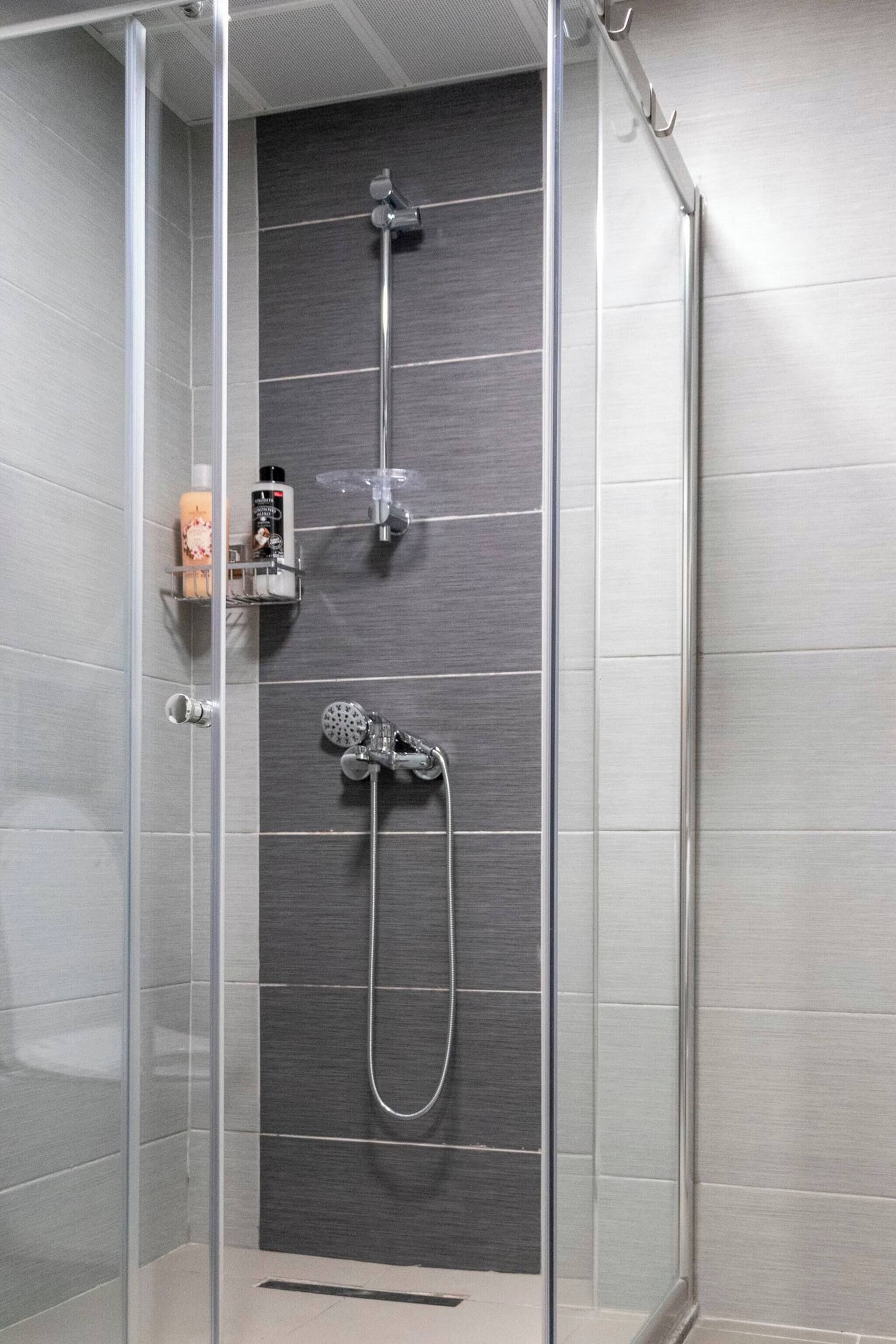 Apartment, 1 Bedroom, Accessible, Balcony | Bathroom shower
