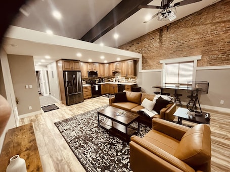 Smart TV, books. The Brick Loft Apt#5