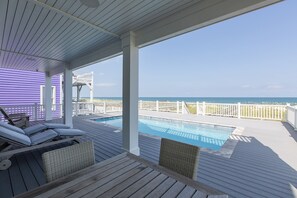 Outdoor pool, a heated pool - NEW! Ocean Front luxurious 6 bedroom home Pool, Elevator, and on the Beach!  (Kure Beach)
