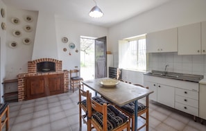 Fridge, stovetop, cookware/dishes/utensils