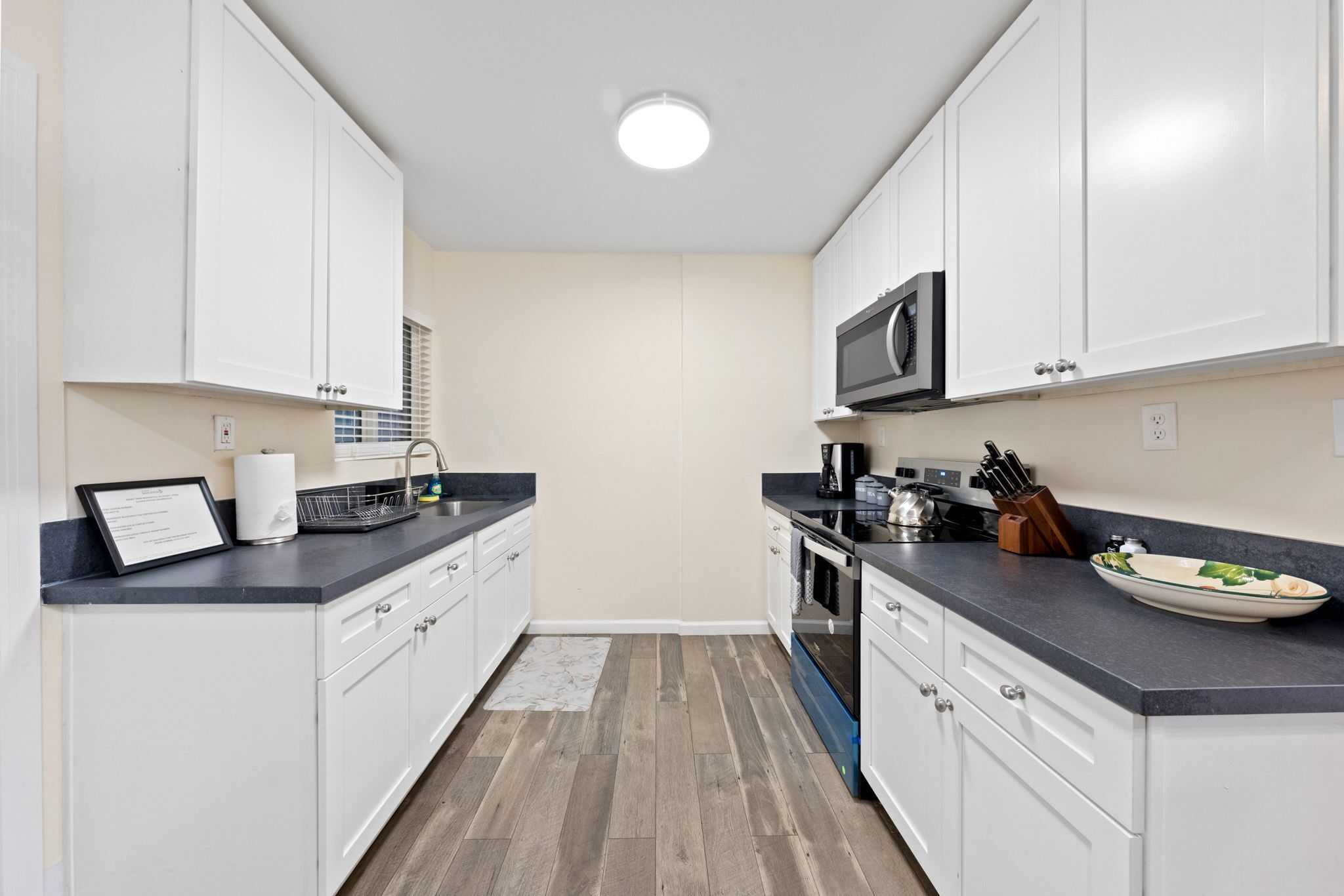 Microwave, oven, stovetop, paper towels