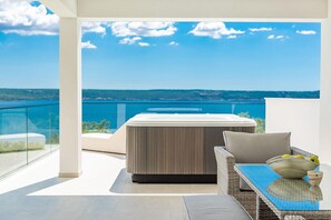 Terrace/patio - Luxury villa with pool, wellness and sea view (Maslenica)