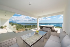 Terrace/patio - Luxury villa with pool, wellness and sea view (Maslenica)
