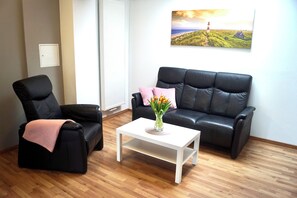 TV, fireplace, music library, stereo - Deich und Meer holiday apartment – right by the Baltic Sea on the dyke (Stein)