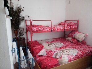 1 chambre, fer et planche à repasser, draps fournis