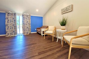 TV connectée, cheminée, livres