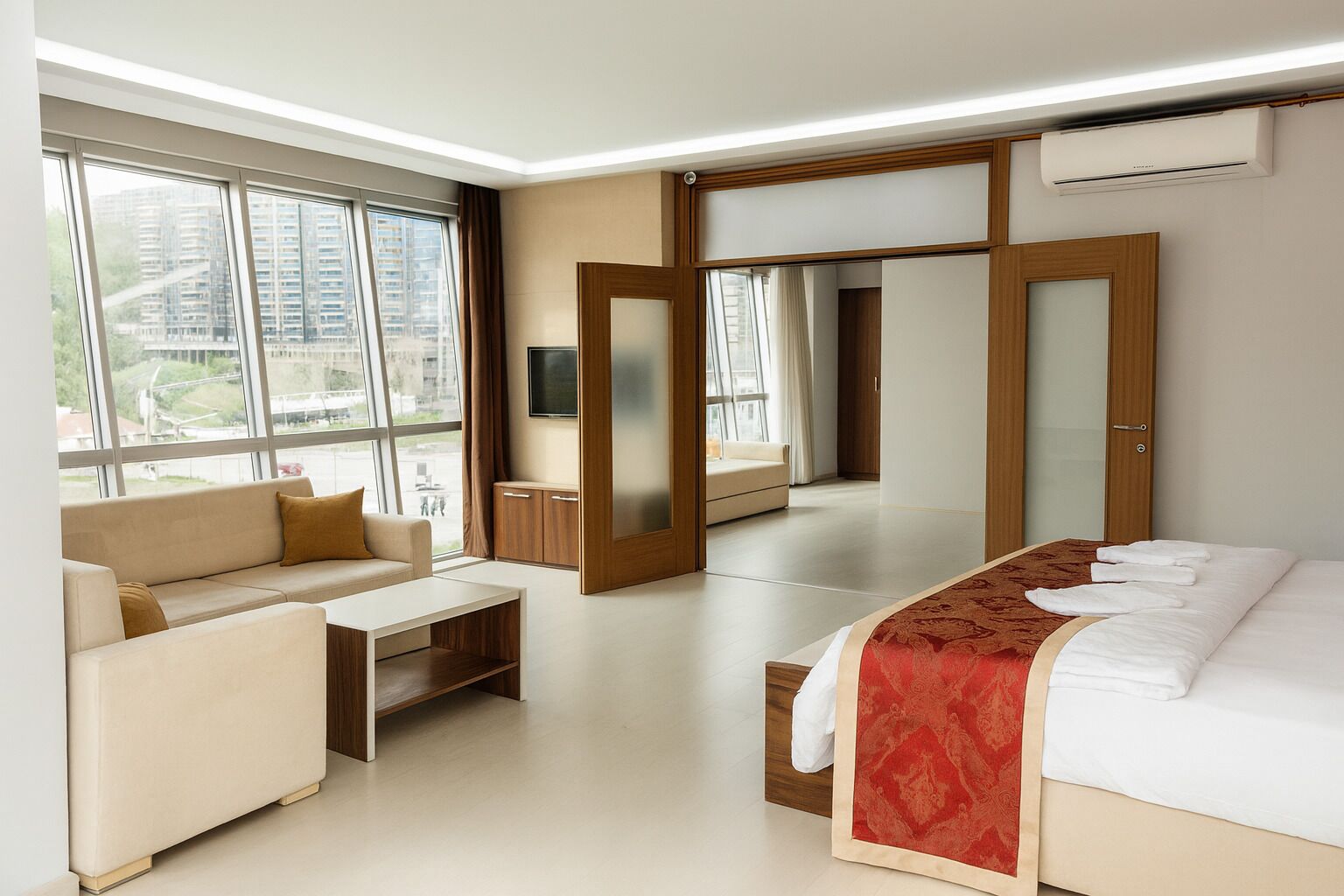 Deluxe-Suite | Verdunkelungsvorhänge, schallisolierte Zimmer, Bügeleisen/Bügelbrett