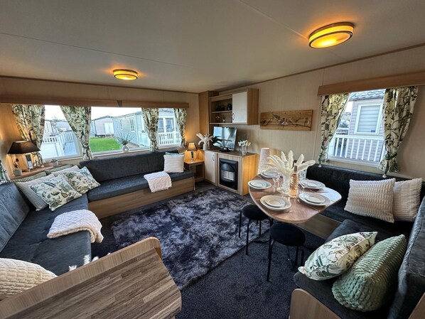 Cabin | Living area | TV - A Beautiful, Dog Friendly Holiday Home (Mablethorpe)