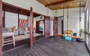 Interior - Island Bungalow · Walk to Town · Patio Swings & Ocean Views · Backup Power (Cruz Bay)