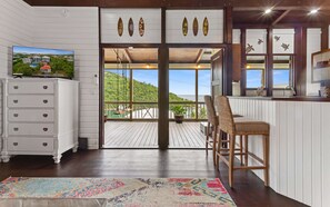 Interior - Island Bungalow · Walk to Town · Patio Swings & Ocean Views · Backup Power (Cruz Bay)