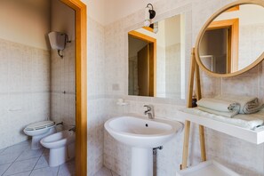 Shower, hair dryer, towels - Room 'Camera 4' with Shared Terrace, Wi-Fi and Air Conditioning (Palmas Arborea)