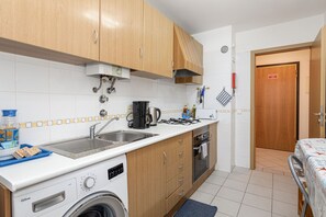 Fridge, microwave, oven, electric kettle