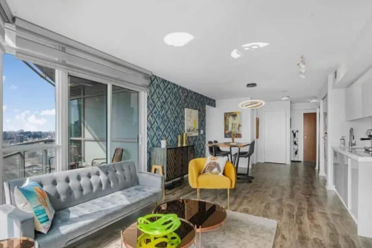 Deluxe Apartment | Living area | 55-inch Smart TV with digital channels, Netflix, streaming services