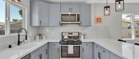 Microwave, oven, stovetop, dishwasher
