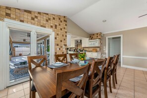 Dining - Poolside Paradise -heated pool, hot tub and game room! Waterfront Canal Views!  (Cape Coral)