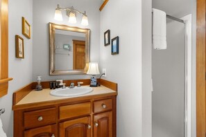 Shower, hair dryer, toilet paper
