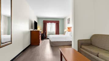 Premium bedding, down comforters, desk, laptop workspace