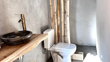 Regadera, toallas, jabón, shampoo