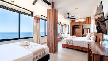 Phòng có thiết kế đặc sắc, nhiều giường, quang cảnh hồ bơi, sát bãi biển | Bộ đồ giường cao cấp, chăn bông, nệm Select Comfort