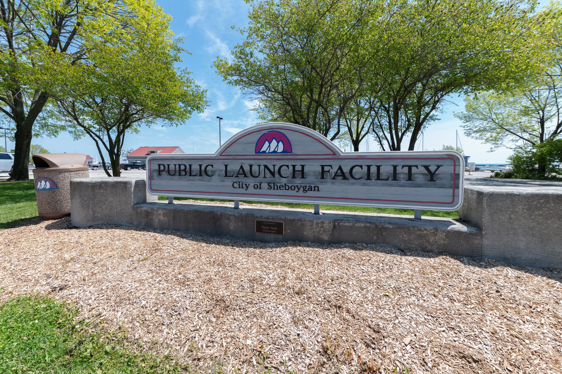 A sign for the Public Launch Facility in the City of Sheboygan.