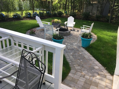 Terrace/patio. Comfy Cape Home: Close to Mayflower Beach, golf course, and Downtown