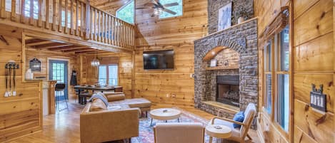 Smart TV, fireplace, video games, foosball