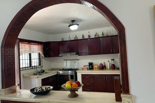 Full-size fridge, oven, toaster, blender