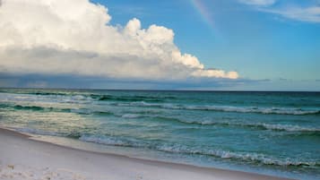 Plage à proximité, chaises longues, serviettes de plage