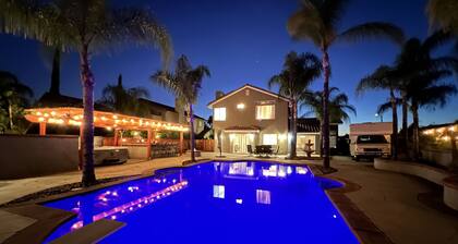 Centrally located beach-house themed resort style home with pool and hot tub