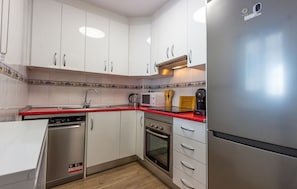 Oven, stovetop, dishwasher, coffee/tea maker
