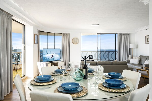 Apartment, 2 Bedrooms, Ocean View | Living area | 20-inch LCD TV with cable channels - Aegean Apartments - Q Stay (Surfers Paradise)